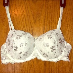 Victoria secret white & silver lace bra